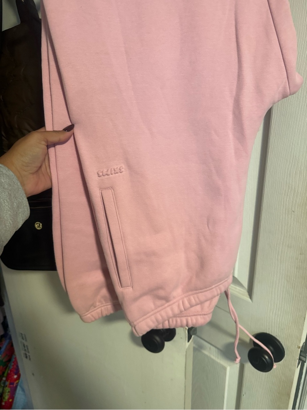 Skims Pink Embroidered Fleece Joggers -